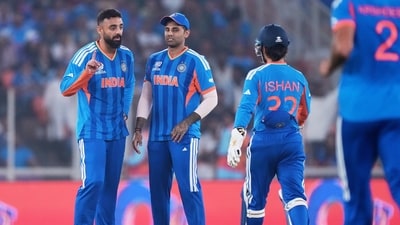 The Netherlands never got a foothold in their chase, with Varun Chakaravarthy running through their batting lineup. Claiming 3 wickets for just 14 runs in 3 overs, he struck early in the powerplay and continued his dominance through the middle overs, effectively closing the door on any hopes of a Dutch comeback. (AP) The Netherlands never got a foothold in their chase, with Varun Chakaravarthy running through their batting lineup. Claiming 3 wickets for just 14 runs in 3 overs, he struck early in the powerplay and continued his dominance through the middle overs, effectively closing the door on any hopes of a Dutch comeback. (AP)