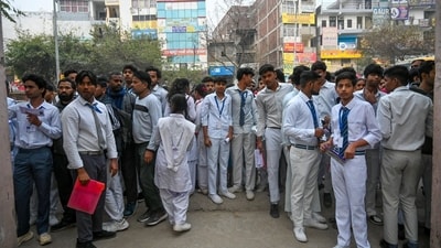 UP Board Class 10 students after appearing for Hindi exam on February 18. (Sunil Ghosh ) UP Board Class 10 students after appearing for Hindi exam on February 18. (Sunil Ghosh )