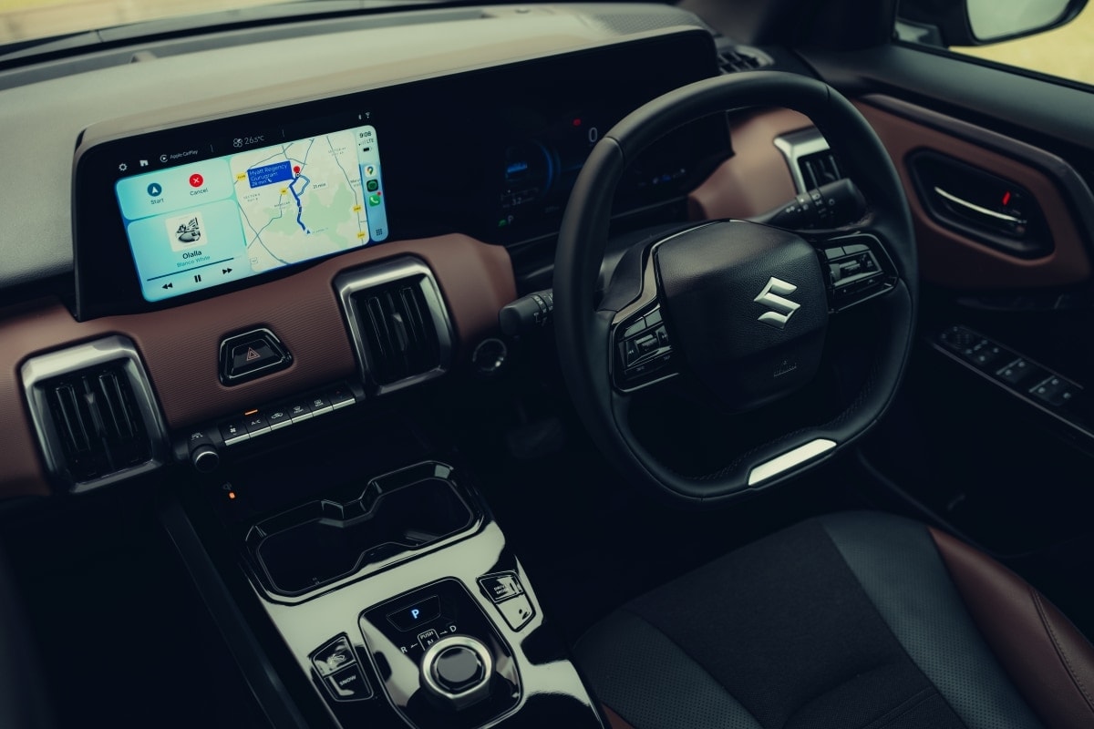 Dual-tone interior of the Maruti Suzuki e Vitara with twin digital screens Dual-tone interior of the Maruti Suzuki e Vitara with twin digital screens