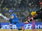 Afghanistan's Ibrahim Zadran plays a shot against Canada during the ICC T20 Cricket World Cup in Chennai. (AFP)