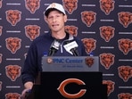 Chicago Bears head coach Ben Johnson talks to media at a news conference in Lake Forest