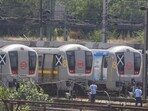 Delhi Metro coaches in Timarpur. (Vipin Kumar/HT Photo)