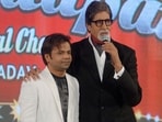 Rajpal Yadav and Amitabh Bachchan at Ata Pata Laapata's music launch in 2012