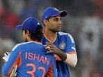 India captain Suryakumar Yadav with Ishan Kishan. (REUTERS)