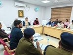 Meeting of the High-Powered Committee for Banke Bihari Temple in Vrindavan on Tuesday. (HT ) Meeting of the High-Powered Committee for Banke Bihari Temple in Vrindavan on Tuesday. (HT )