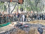 On February 11, a magistrate had refused bail to Prajapati, observing that the case involved “serious lapses” in safety measures leading to the loss of a human life. (Vipin Kumar/Hindustan Times)