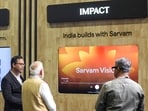 Prime Minister Narendra Modi during the inauguration of India AI Impact Expo, at Bharat Mandapam in New Delhi. Sarvam AI co-founder Pratyush Kumar also seen. 