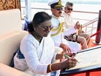 President Droupadi Murmu during the International Fleet Review in Visakhapatnam on Wednesday. (Photo RB)
