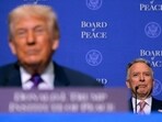 U.S. President Donald Trump (KL) and Special Envoy to the Middle East Steve Witkoff attend the inaugural meeting of the Board of Peace at the Donald J. Trump Institute of Peace on February 19, 2026 in Washington, DC.