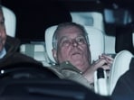 Andrew Mountbatten Windsor, younger brother of Britain’s King Charles, formerly known as Prince Andrew, leaves Aylsham Police Station on a vehicle.