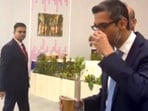 Sundar Pichai, CEO of Google, stopped by for a cup of Bharat GI Coffee at the Bharat GI Coffee Lounge during the India AI Impact Summit 2026.