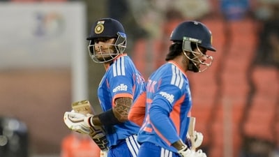 Tilak Varma's strike rate has come under the scanner as Pathan suggested India to move Suryakumar Yadav at number 3. (PTI) Tilak Varma's strike rate has come under the scanner as Pathan suggested India to move Suryakumar Yadav at number 3. (PTI)