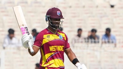 West Indies captain Shai Hope smacked 75 runs off 46 balls. (PTI) West Indies captain Shai Hope smacked 75 runs off 46 balls. (PTI)