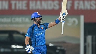 Ibrahim Zadran remained unbeaten on 95 off 56 balls helping Afghainstan reach 200/4 at the end of their 20 overs. (AFP) Ibrahim Zadran remained unbeaten on 95 off 56 balls helping Afghainstan reach 200/4 at the end of their 20 overs. (AFP)