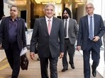 Chief Election Commissioner Gyanesh Kumar, with Election Commissioners Sukhbir Singh Sandhu and Vivek Joshi, before addressing a press conference.