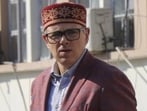 Jammu and Kashmir chief minister Omar Abdullah arriving for the budget session of the assembly in Jammu on Friday. (PTI Photo)