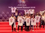 Indian Youth Congress workers stage a protest during the India AI Impact Summit 2026 at Bharat Mandapam, in New Delhi. 