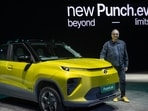 Tata Motors PV Managing Director Shailesh Chandra with the updated Punch.ev at a launch event in Mumbai on Friday, 20 February 2026.