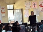 Training session of students underway at a government-run secondary school in Phulpur area of Prayagraj (HT Photo)