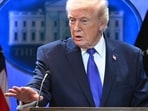 US President Donald Trump speaks during a press conference in the Brady Press Briefing Room of the White House