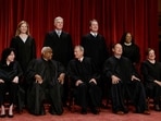 FILE PHOTO: U.S. Supreme Court justices pose for their group portrait at the Supreme Court in Washington, U.S.