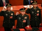 Zhang Youxia, center, was arrested Jan. 19 on unspecified charges.