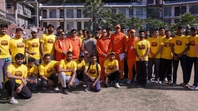 Players pose for a photo during trials for the Sanatan Premier League. (Instagram) Players pose for a photo during trials for the Sanatan Premier League. (Instagram)