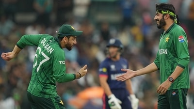 Salman Ali Agha and Usman Tariq celebrate. (AP)