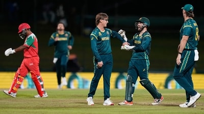 After a pair of games in which he struggled and went wicketless against Zimbabwe and Sri Lanka, Adam Zampa finally tasted some success, and in a big way. Struck multiple times to end with figures of 4/21, moving into second in the list of players with most T20 WC wickets. (AP)