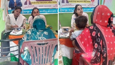 শিবিরে মহিলাদের সঙ্গে কথা মোহনা মুখোপাধ্যায় এবং তুলিকা অধিকারীর। শিবিরে মহিলাদের সঙ্গে কথা মোহনা মুখোপাধ্যায় এবং তুলিকা অধিকারীর।