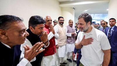 Leader of Opposition in the Lok Sabha Rahul Gandhi receives a warm welcome from party leaders at the Lucknow airport on Friday. (ANI PHOTO) Leader of Opposition in the Lok Sabha Rahul Gandhi receives a warm welcome from party leaders at the Lucknow airport on Friday. (ANI PHOTO)