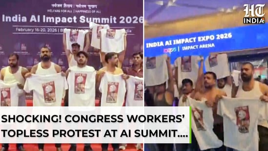 Congress raises anti-Modi slogans, holds topless protest at AI India Summit