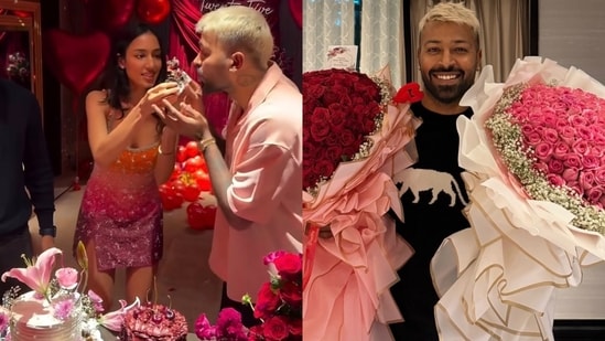 Hardik Pandya showered girlfriend Mahieka Sharma with flowers, gave her 25 surprises on 25th birthday. See pics