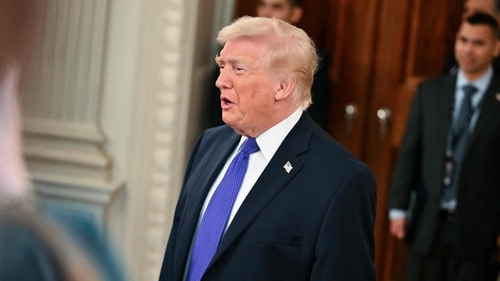 US President Donald Trump during a Working Breakfast with Governors at the White House in Washington, DC on February 20, 2026. (AFP)