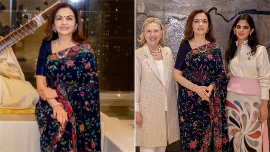 Nita and Isha Ambani dazzle in elegant fashion for Hillary Clinton's visit in Mumbai. (Instagram/@ambani_update)