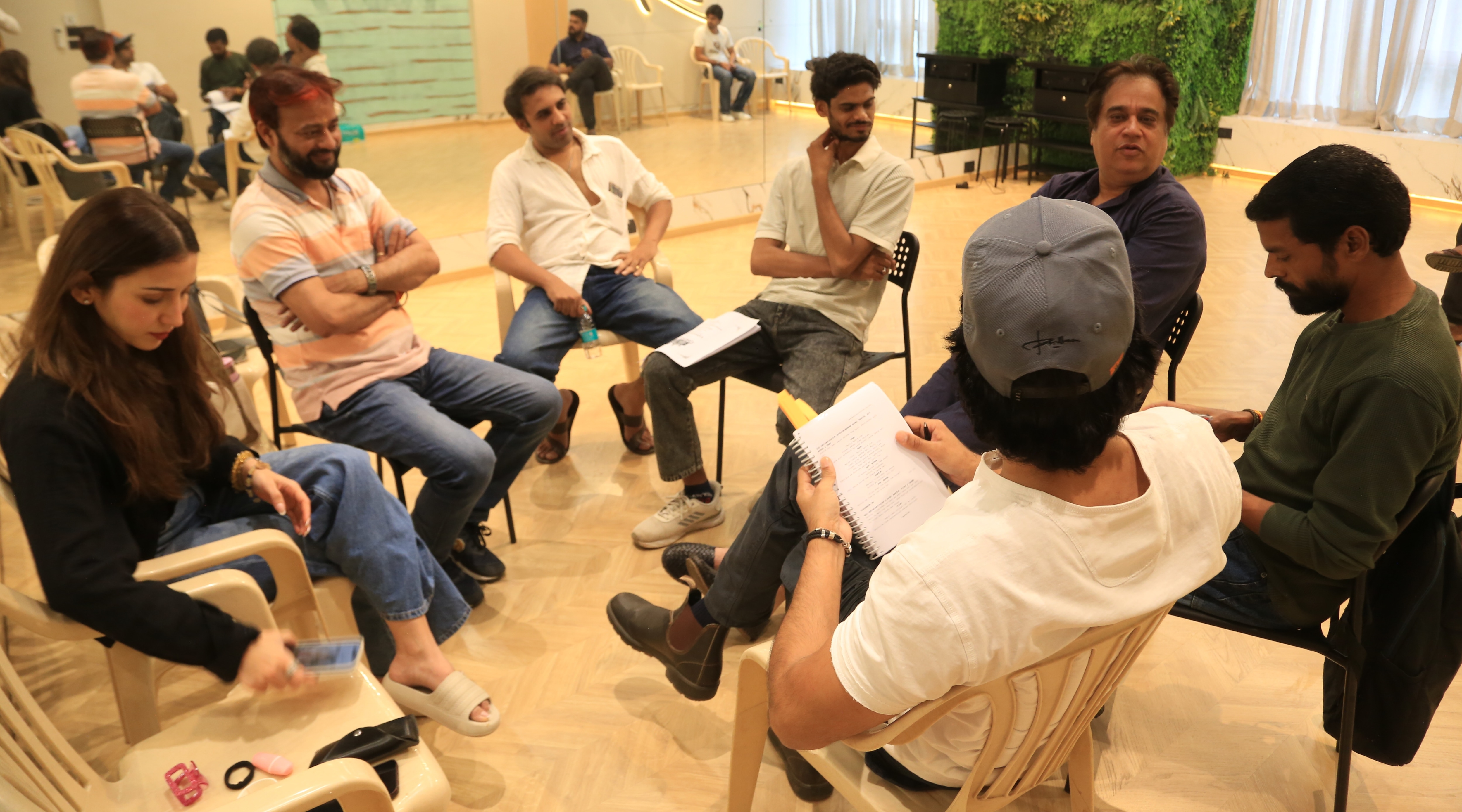 Akshay Oberio, Heli Daruwala, Manu Rishi Chadha, Ashwant Lodhi and director Arvind Pandey during a workshop ahead of the film shoot Akshay Oberio, Heli Daruwala, Manu Rishi Chadha, Ashwant Lodhi and director Arvind Pandey during a workshop ahead of the film shoot