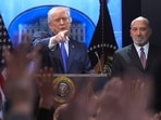 President Donald Trump points to a reporter during a press briefing at the White House, Friday, February 20, 2026, in Washington. Beside the President is Commerce Secretary Howard Lutnik. President Donald Trump points to a reporter during a press briefing at the White House, Friday, February 20, 2026, in Washington. Beside the President is Commerce Secretary Howard Lutnik.