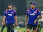 Abhishek Sharma and captain Suryakumar Yadav during a practice session before T20 World Cup 2026 match between India and South Africa