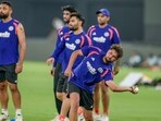 Kuldeep Yadav trains ahead of India's match against South Africa. 