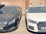 The bizmen’s Audi Q5 and a Chevrolet Cruze were valued at  <span class='webrupee'>₹</span>70 lakh in 2018 but their reserve price has now dropped to a combined value of around  <span class='webrupee'>₹</span>5 lakh. (Ravi Kumar/HT)