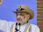 Union home minister Amit Shah during the 87th Raising Day Parade of the Central Reserve Police Force (CRPF), in Guwahati. (PTI)