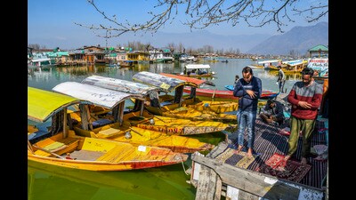 Boatmen offer prayers on the banks of the Dal Lake during the ongoing fasting month of Ramadan in Srinagar on Saturday. (PTI) Boatmen offer prayers on the banks of the Dal Lake during the ongoing fasting month of Ramadan in Srinagar on Saturday. (PTI)