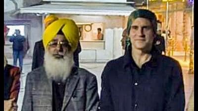 French President Emmanuel Macron at the Bangla Sahib gurdwara in New Delhi on February 19 (PTI) French President Emmanuel Macron at the Bangla Sahib gurdwara in New Delhi on February 19 (PTI)