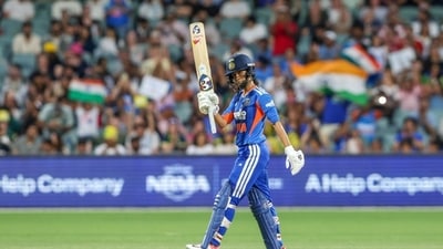 Jemimah Rodrigues held the innings together for India after Mandhana's dismissal. She scored 59 runs off 46 deliveries. (BCCI X) Jemimah Rodrigues held the innings together for India after Mandhana's dismissal. She scored 59 runs off 46 deliveries. (BCCI X)