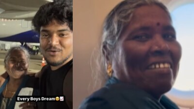A mother’s emotional first flight experience captured hearts online. (Instagram/manishh_mk_) A mother’s emotional first flight experience captured hearts online. (Instagram/manishh_mk_)