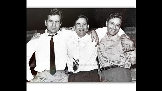 Dev Anand with Dilip Kumar (left) and and Raj Kapoor (centre).