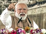 Prime Minister Narendra Modi at a public meeting on the in Meerut where he slammed the Congress over the AI summit protest
