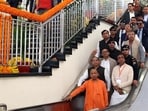 Chief minister Yogi Adityanath conducts an inspection of Shatabdi Nagar Namo Bharat station in Meerut on Saturday. (ANI PHOTO)