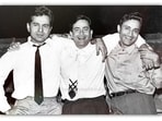 Dev Anand with Dilip Kumar (left) and and Raj Kapoor (centre).
