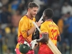 Zimbabwe celebrating after their win against Sri Lanka.